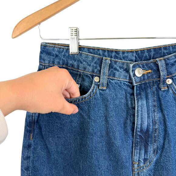 NWOT &Denim Loose Medium Wash Ultra High Waist Ankle Length Mom Jeans - 4 Short - Picture 3 of 6